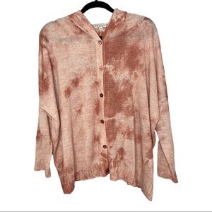 Ball of Cotton Linen Tie Dye Oversized Cardigan Hoodie
